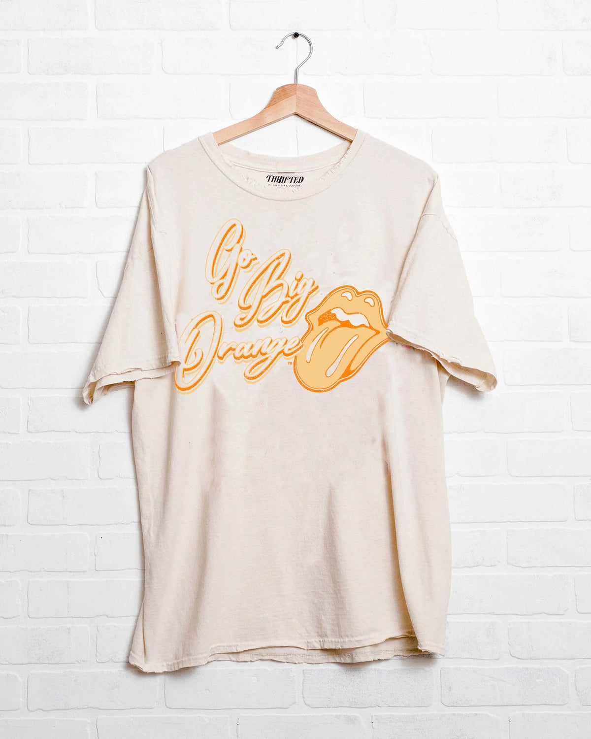 rolling stones vols go big orange off white thrifted distressed vintage t-shirt