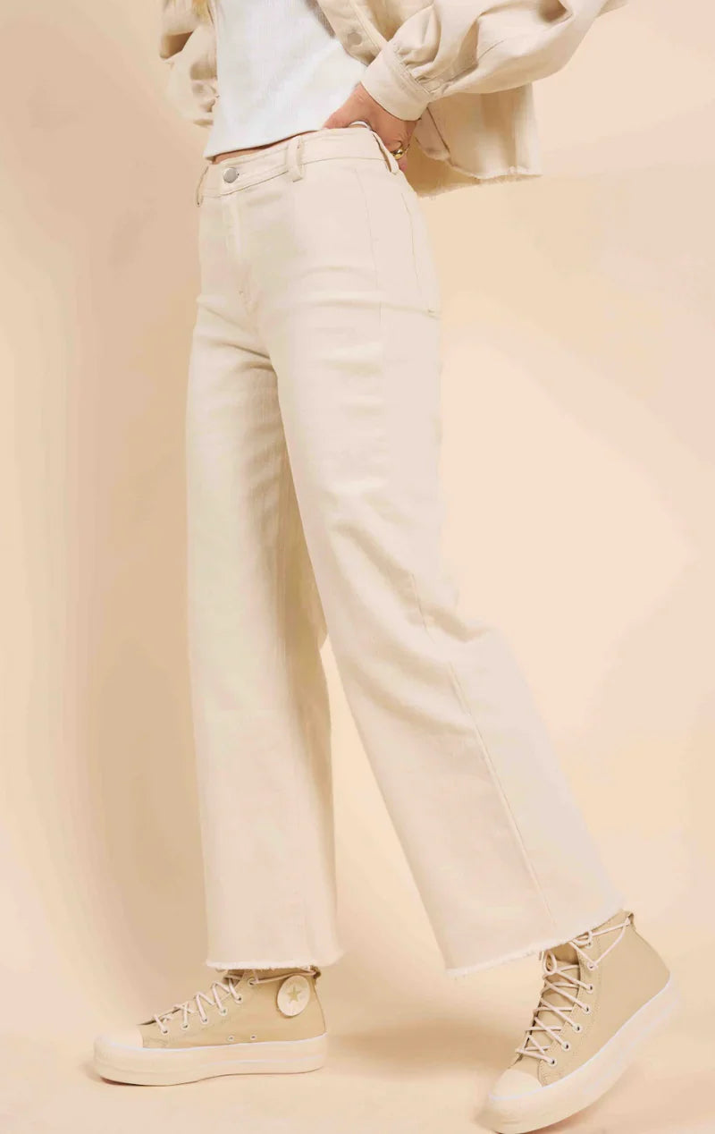 Sadie & Sage Clear Eyes Wide Leg Denim Pants Cream
