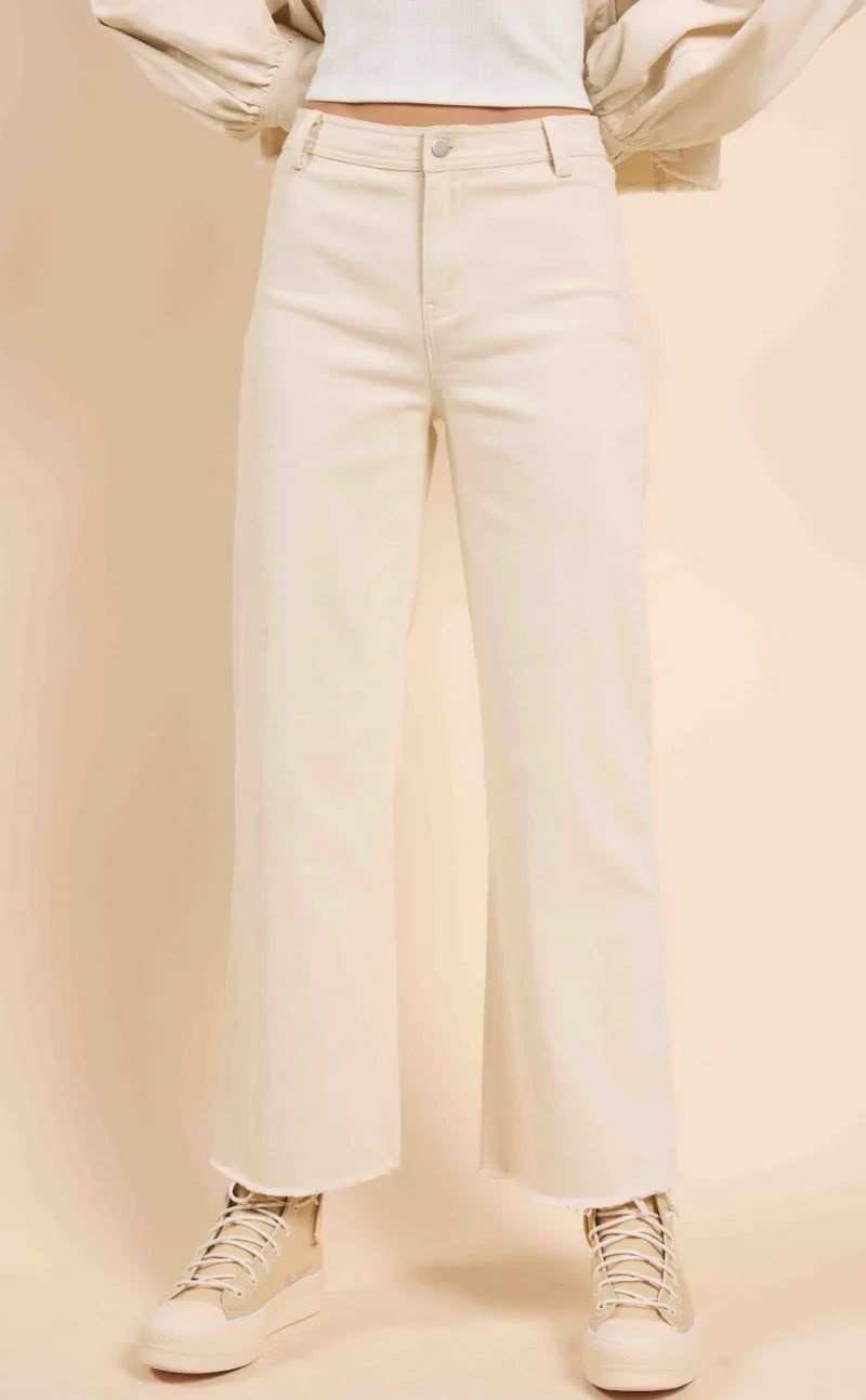 Sadie & Sage Clear Eyes Wide Leg Denim Pants Cream