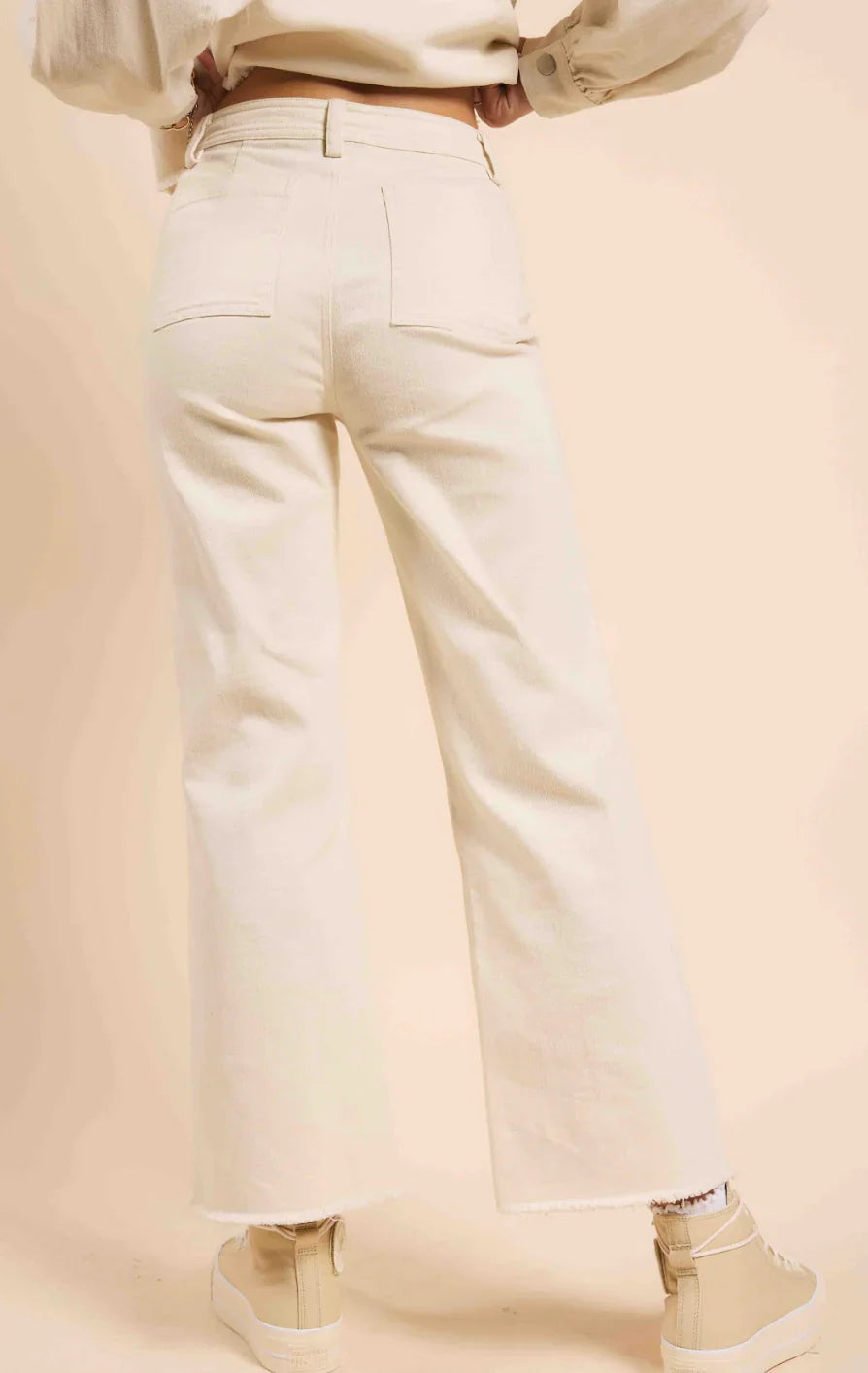 Sadie & Sage Clear Eyes Wide Leg Denim Pants Cream
