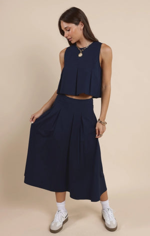 Ocean Calls Pleated Maxi Skirt