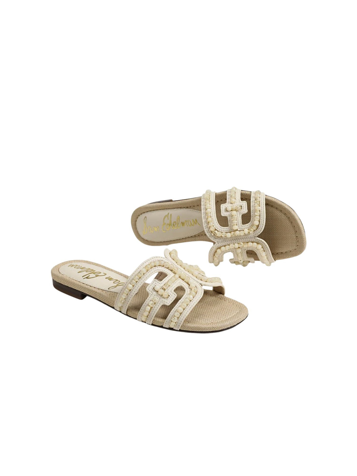 Sam Edelman Bay Tide Slide Sandal light almond faux raffia