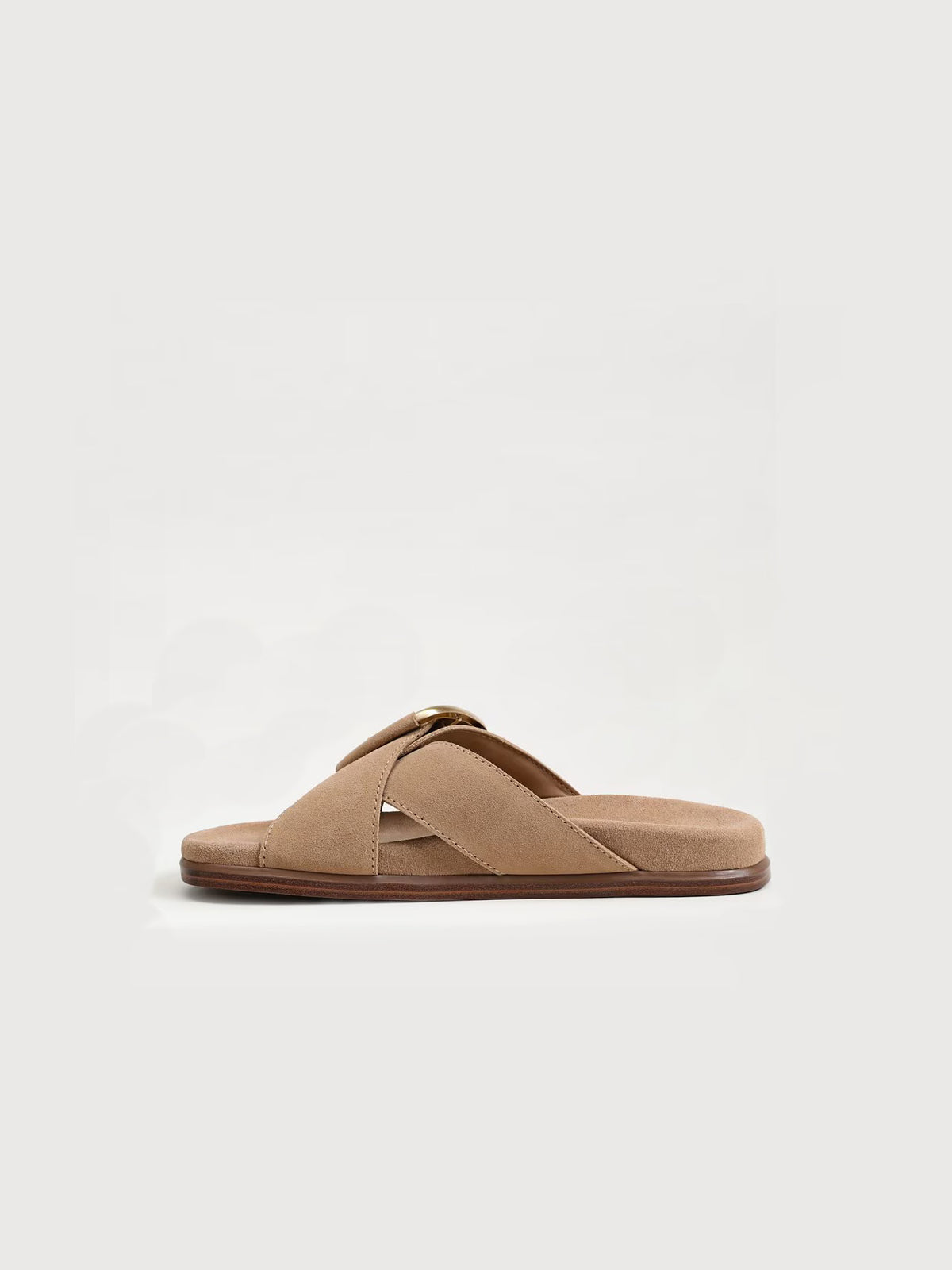 Sam Edelman Darla Buckle Slide Sandal Cyprus Tan Suede