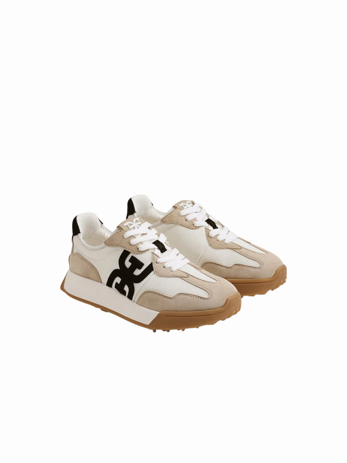 Sam Edelman Langley Lace Up Sneaker white tan black 