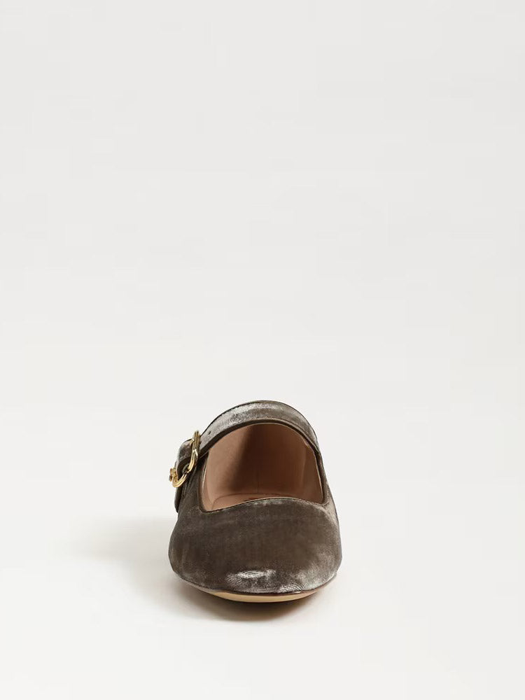 Sam Edelman Michaela Mary Jane Flat Dark Silver Sage Velvet