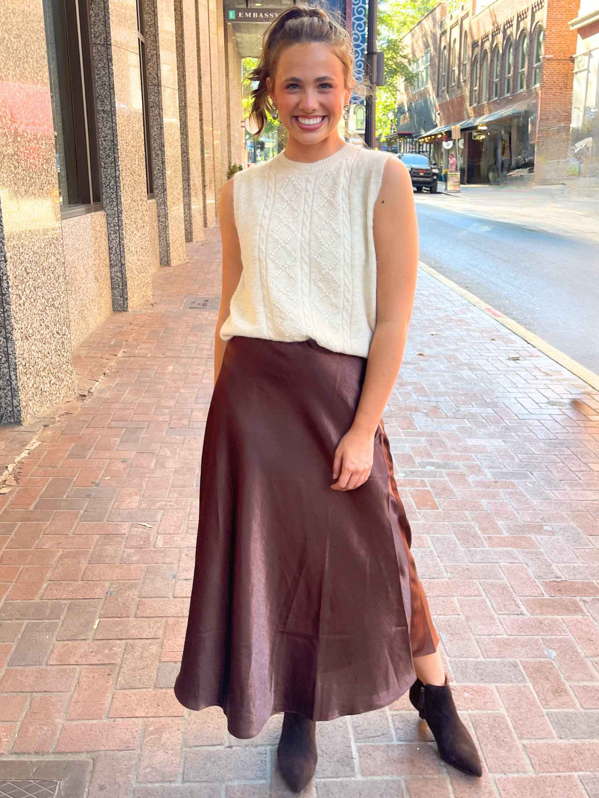 Molly Bracken Satin High-Waisted Skirt