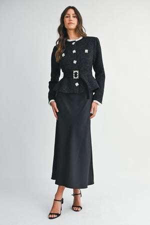 Luxe Contrast Satin Midi Skirt