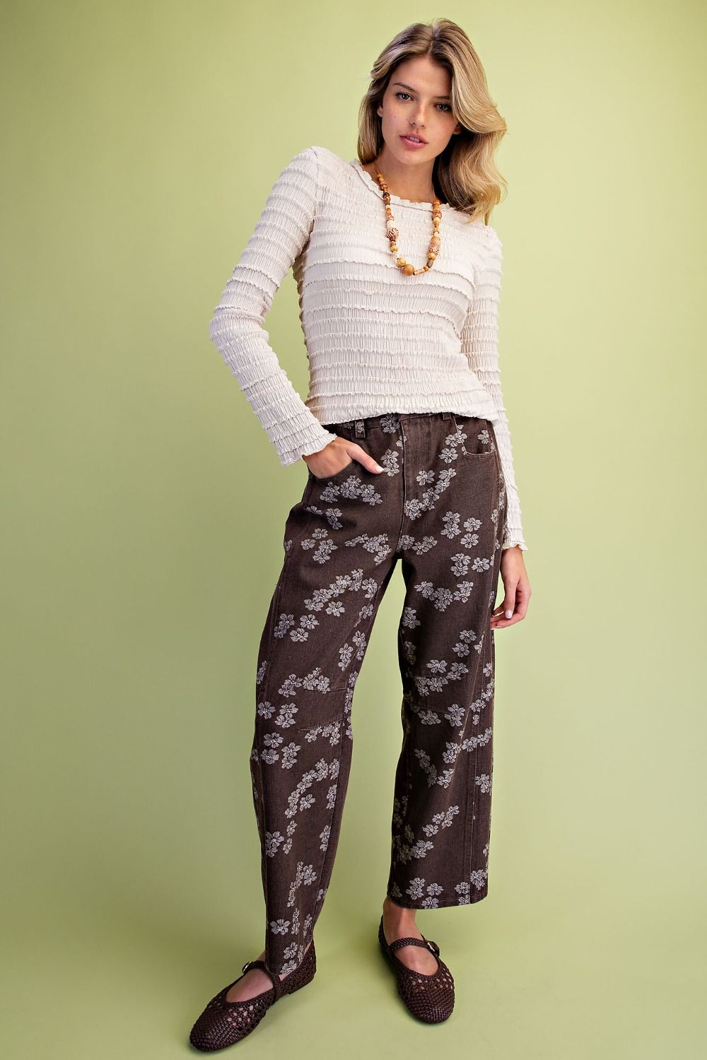 Wildflower Way Jacquard Barrel Pants