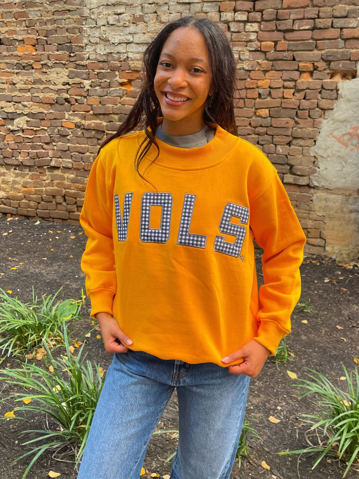 The Mallory Vols Gingham Mock Neck