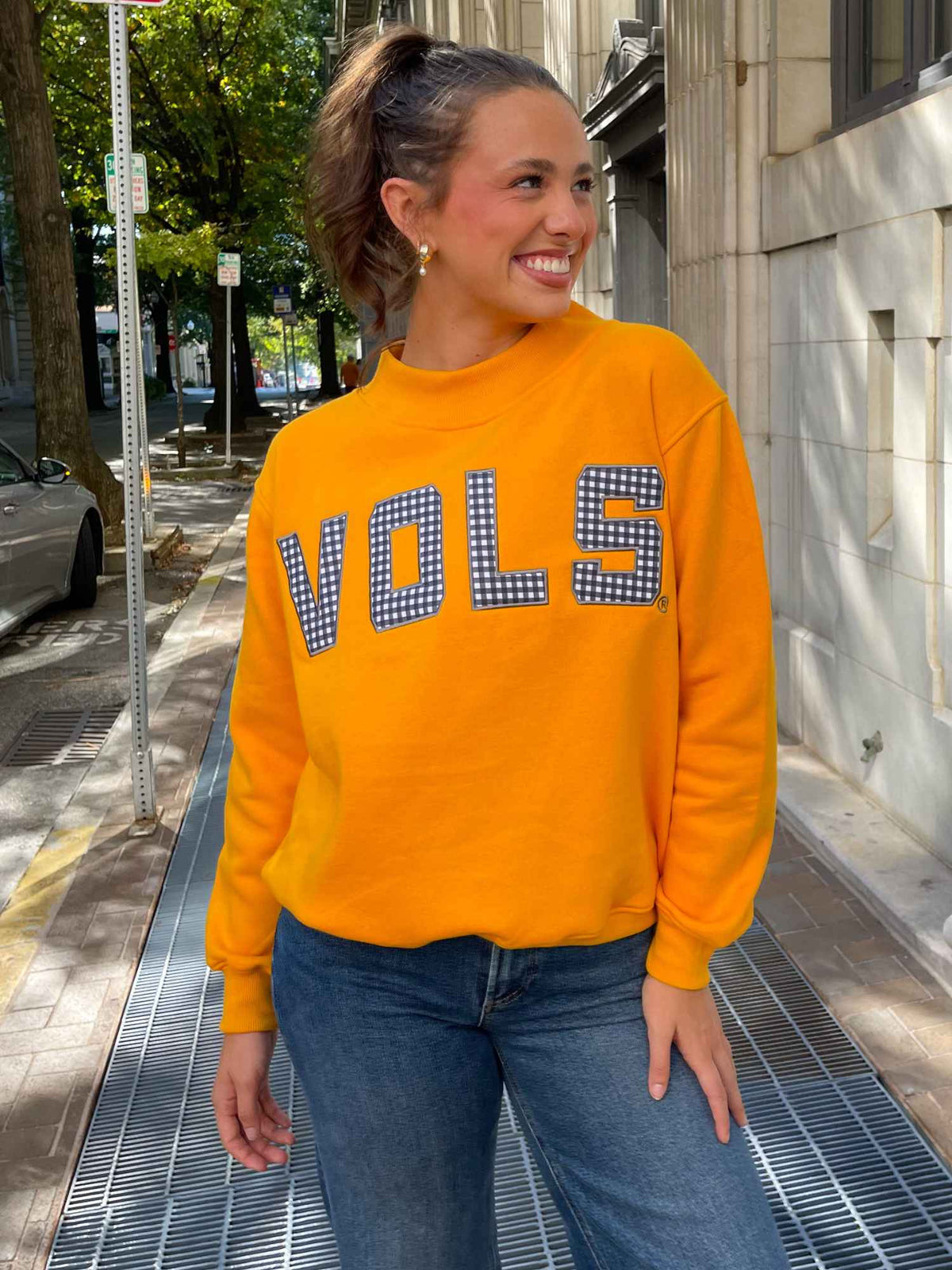 The Mallory Vols Gingham Mock Neck