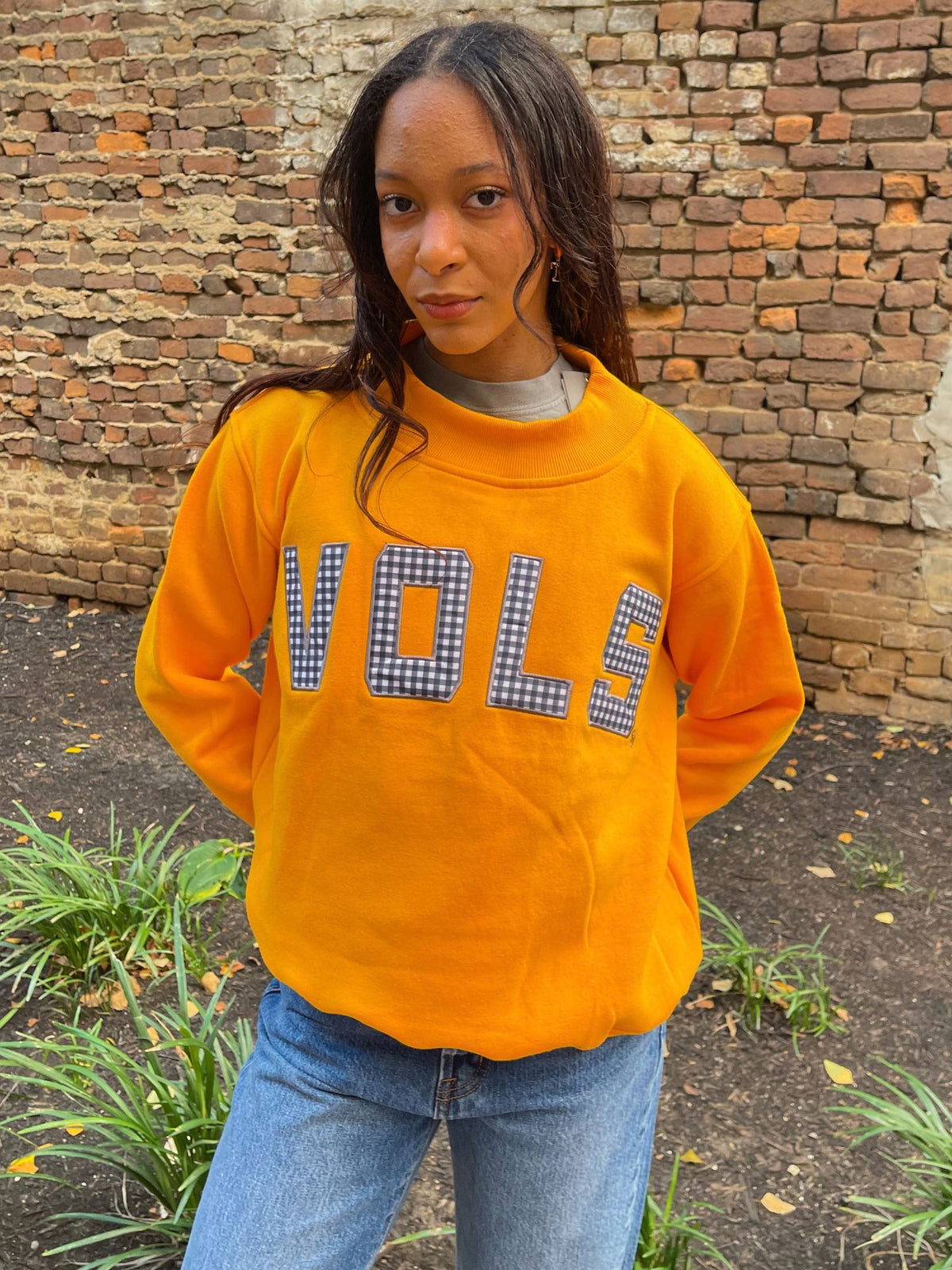 The Mallory Vols Gingham Mock Neck