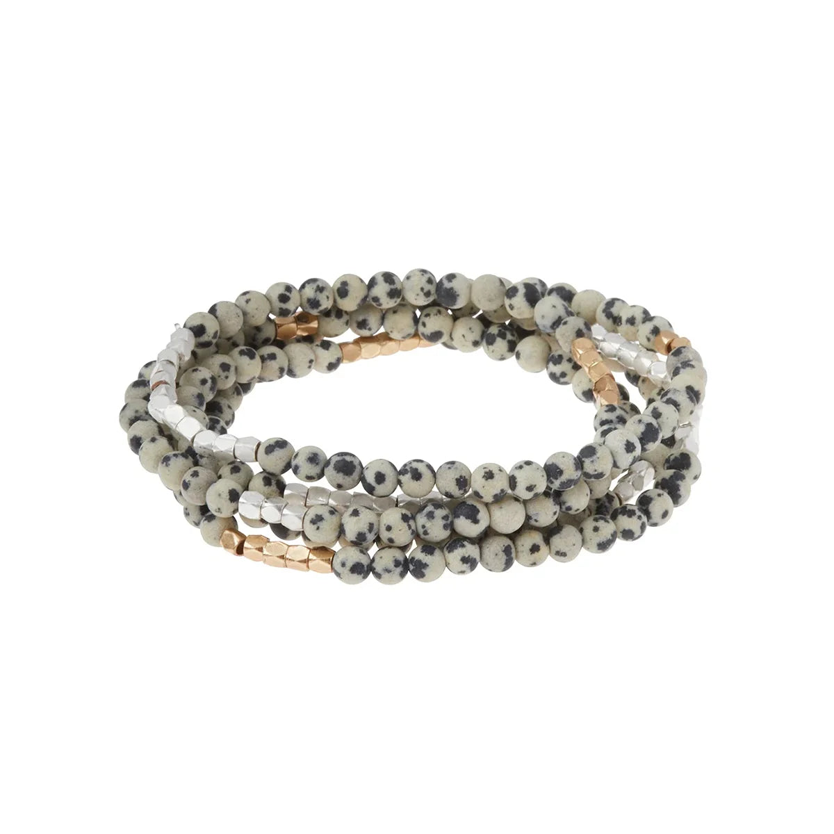Scout Curated Wears Stone Wrap Dalmation Jasper Silver Gold