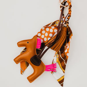 Secretariat Horse Leather Bag Charm Brown