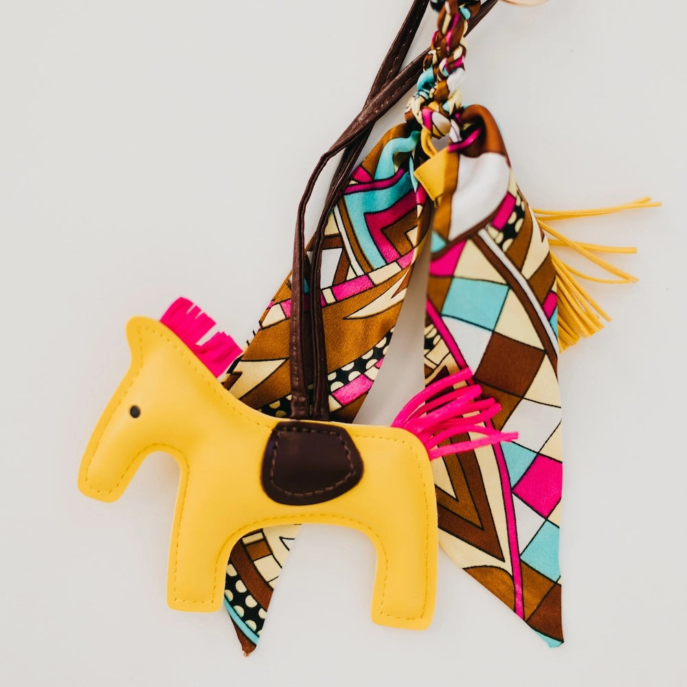 Secretariat Horse Leather Bag Charm Yellow