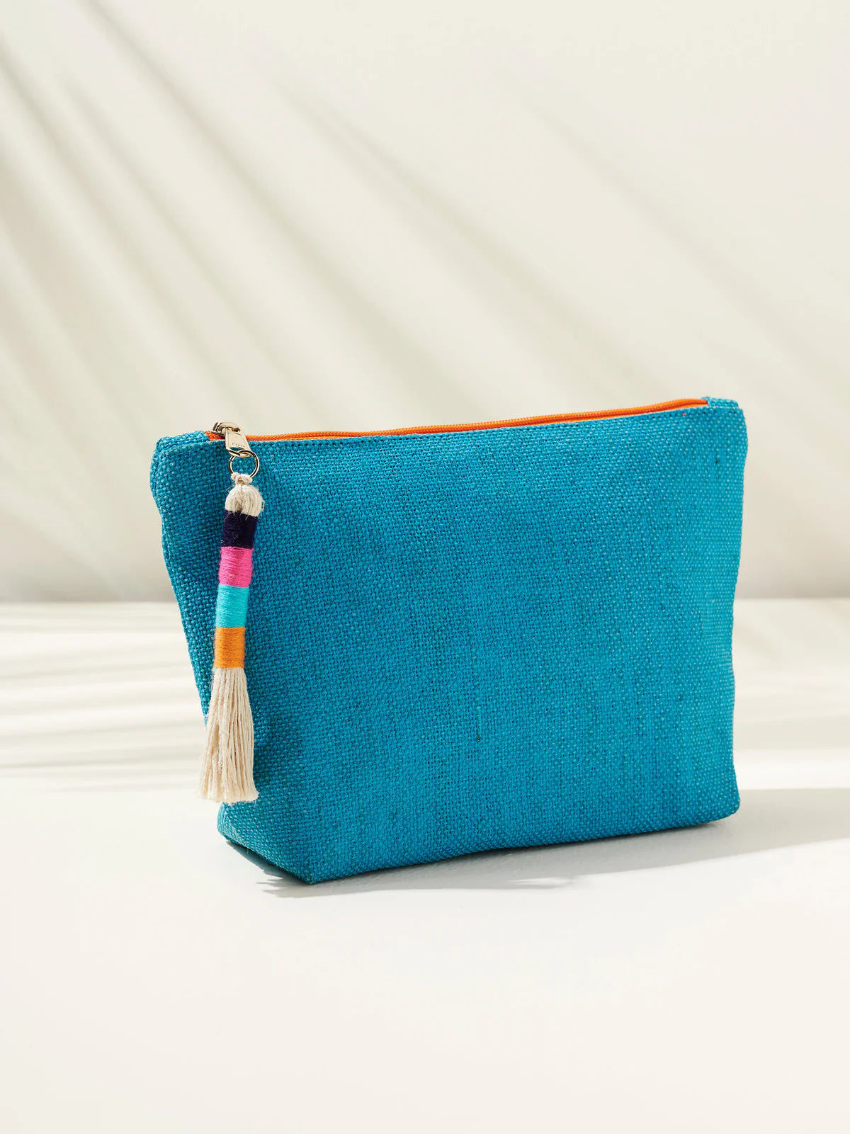 Shiraleah Cutie Jute Zip Pouch Turquoise