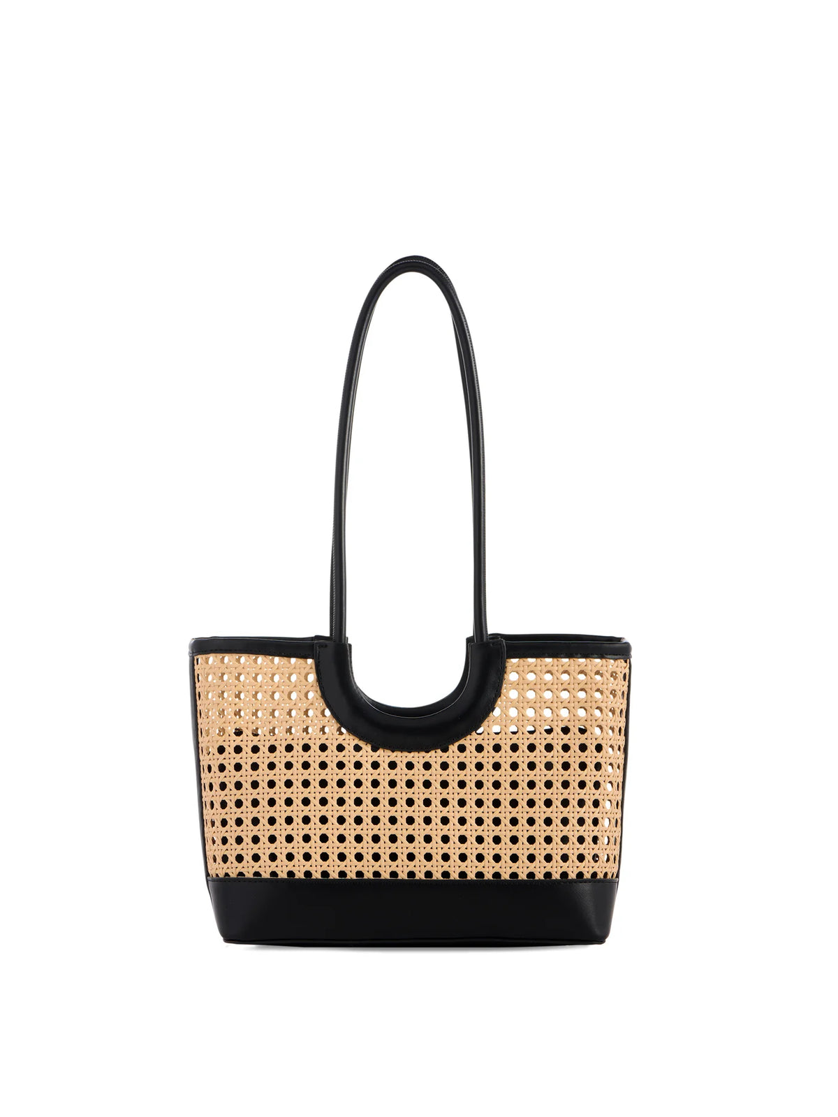 Shiraleah Lyra Mini Rattan Caned Tote Bag Black