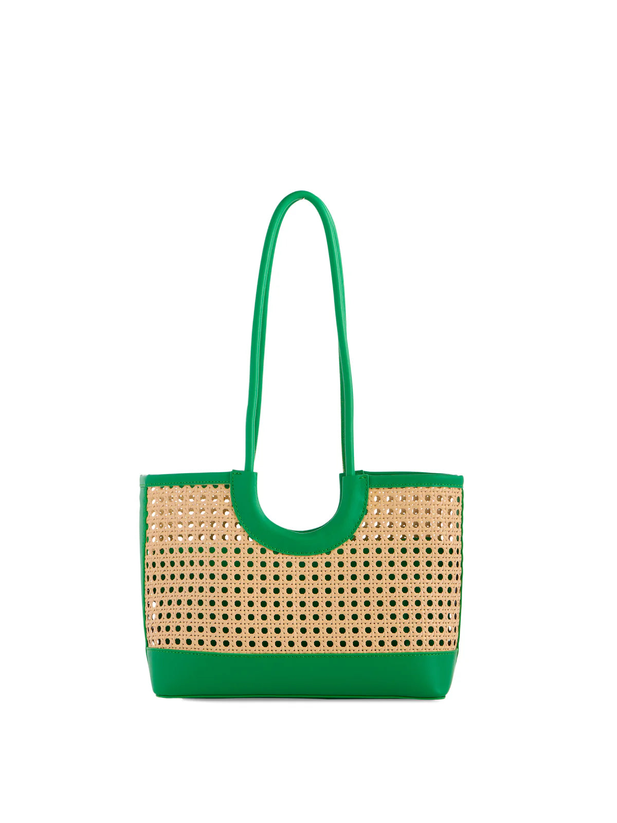 Shiraleah Lyra Mini Rattan Caned Tote Bag Green