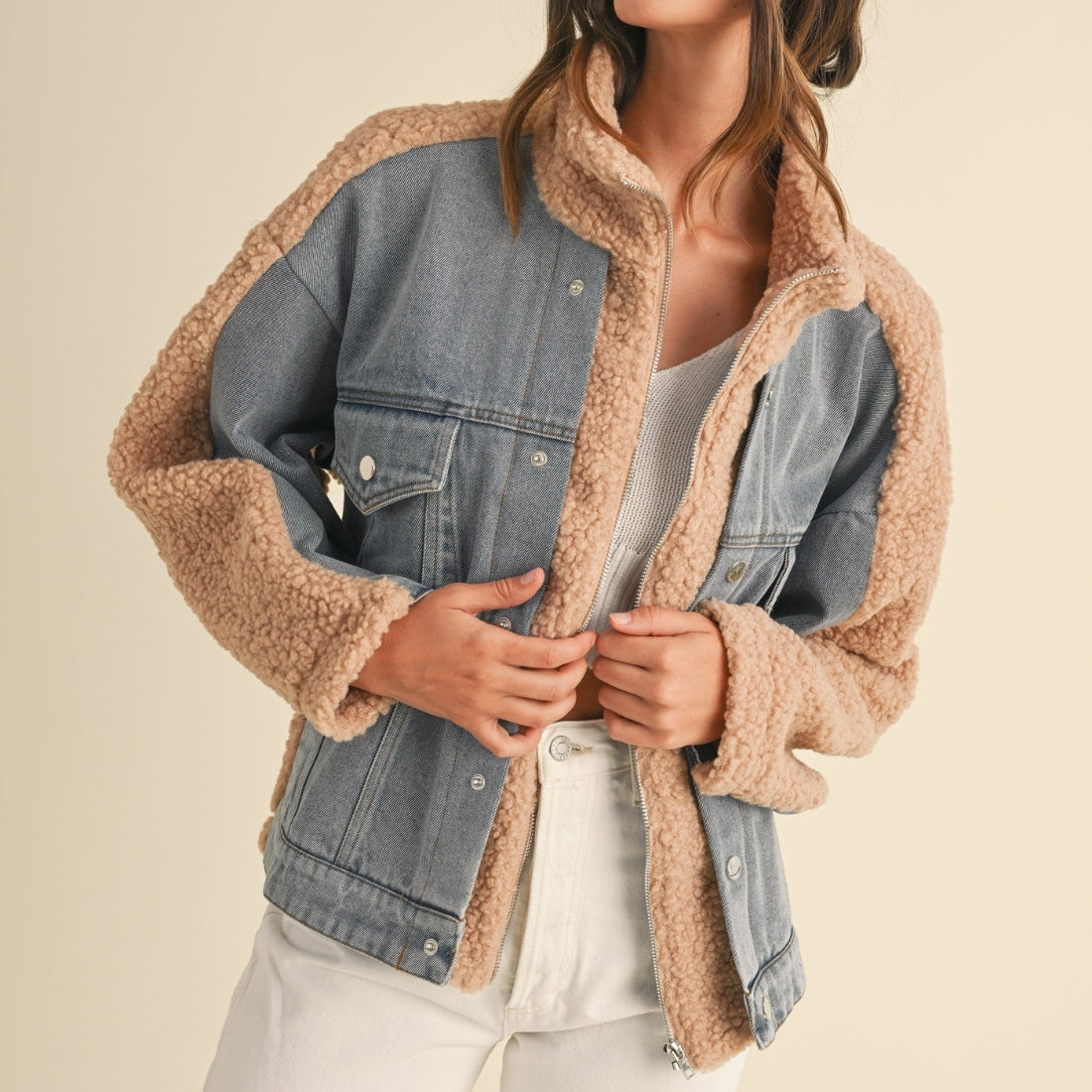 shop fall fashion new arrivals at bliss knoxville fleece and denim jacket