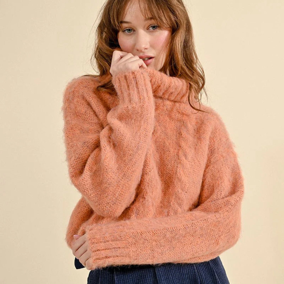 shop fall fashion sweaters at bliss knoxville orange turtleneck sweater