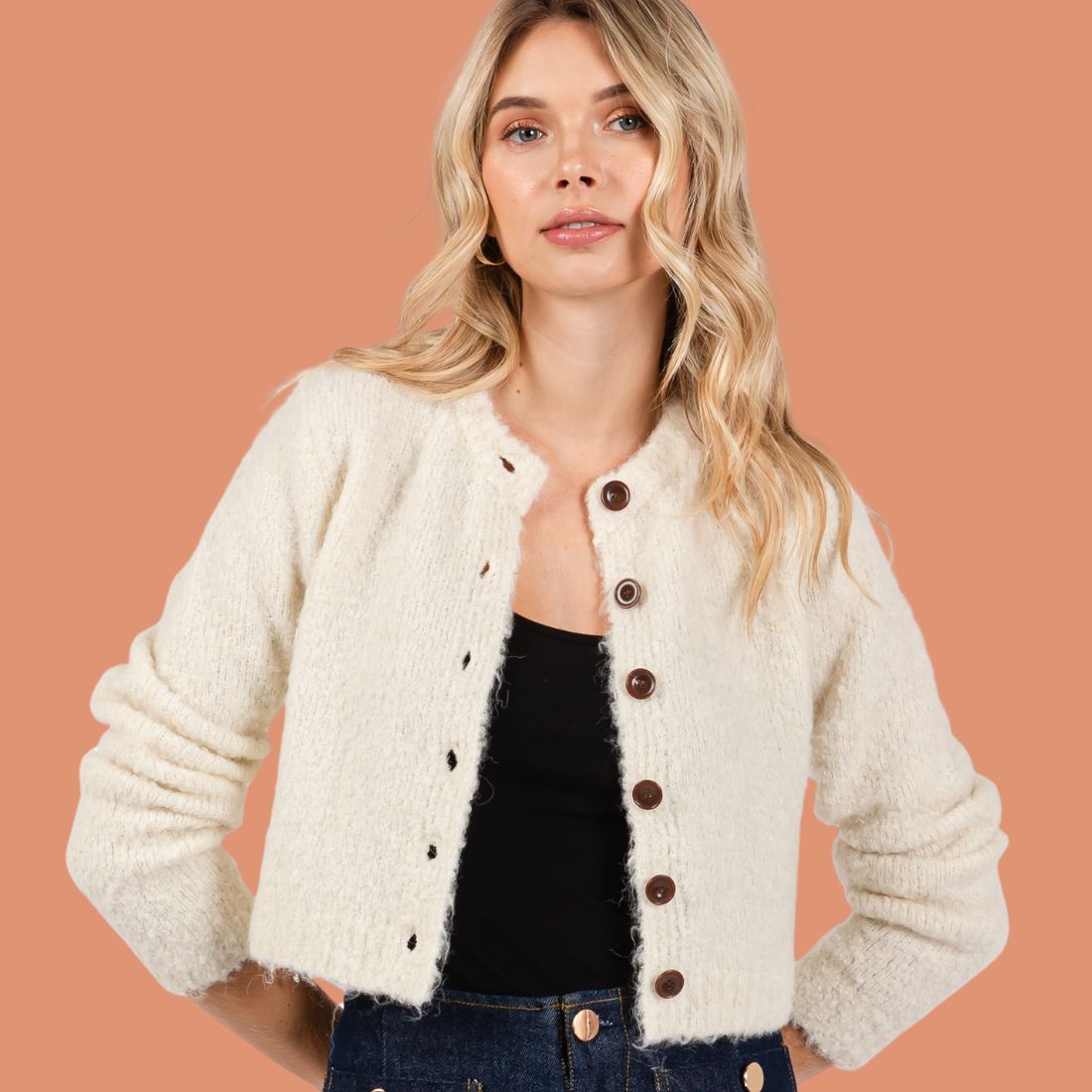 Shop Fall Sweaters at Bliss Knoxville. Autumn Fog Cream Fuzzy Cardigan Sweater.