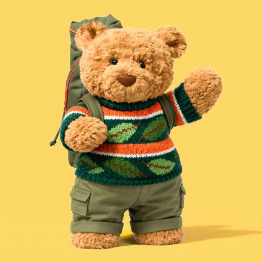 Shop Jellycat at Bliss Knoxville. Jellycat Amuseables, Bag Charms. Jellycat Bartholomew Bear Hiking Outfit.