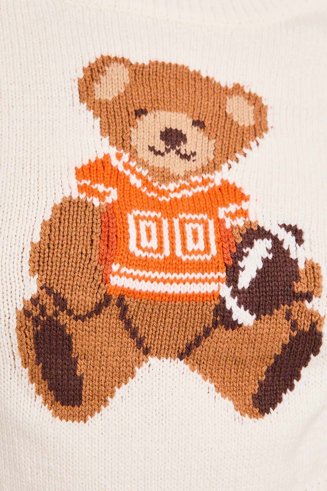 Gameday Teddy Knit Crop Sweater  in white and orange