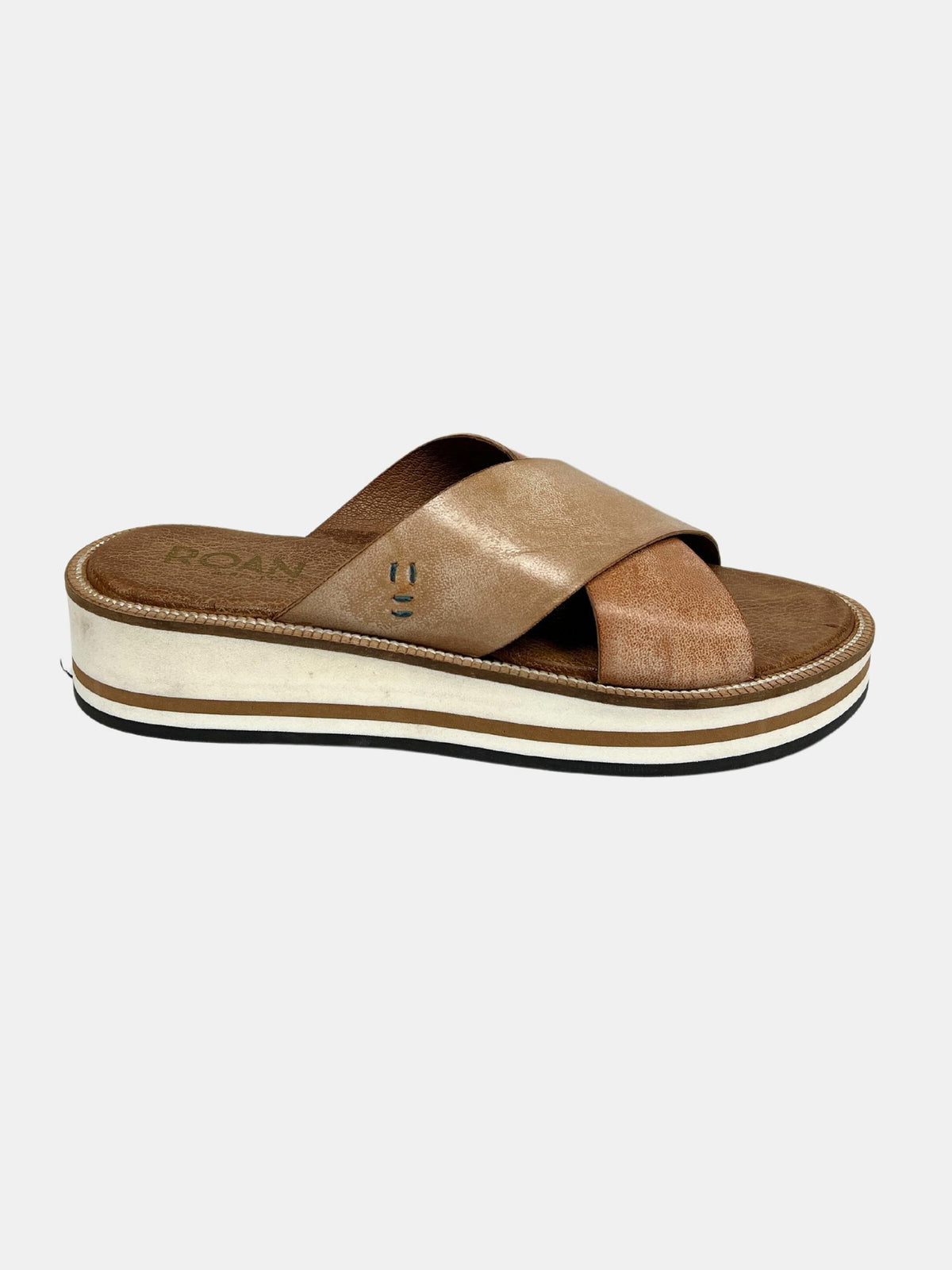 roan shout cross strap sandals in pecan white-side 