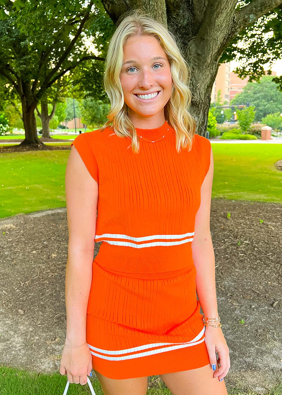Sideline Stripes Crop Sweater Top