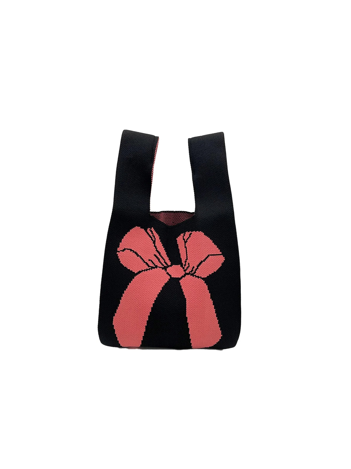 bow design knit mini wristlet satchel tote bag