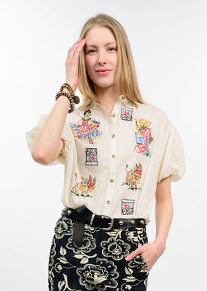 Sister Mary Flamenco Top  ivory 