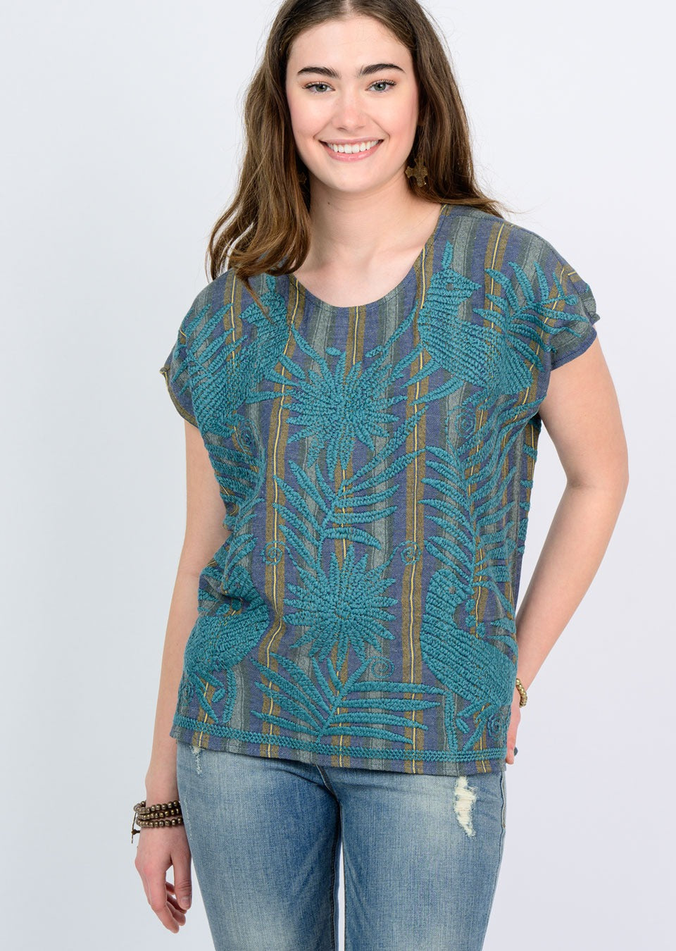 sister mary gabriela denim strip top-front