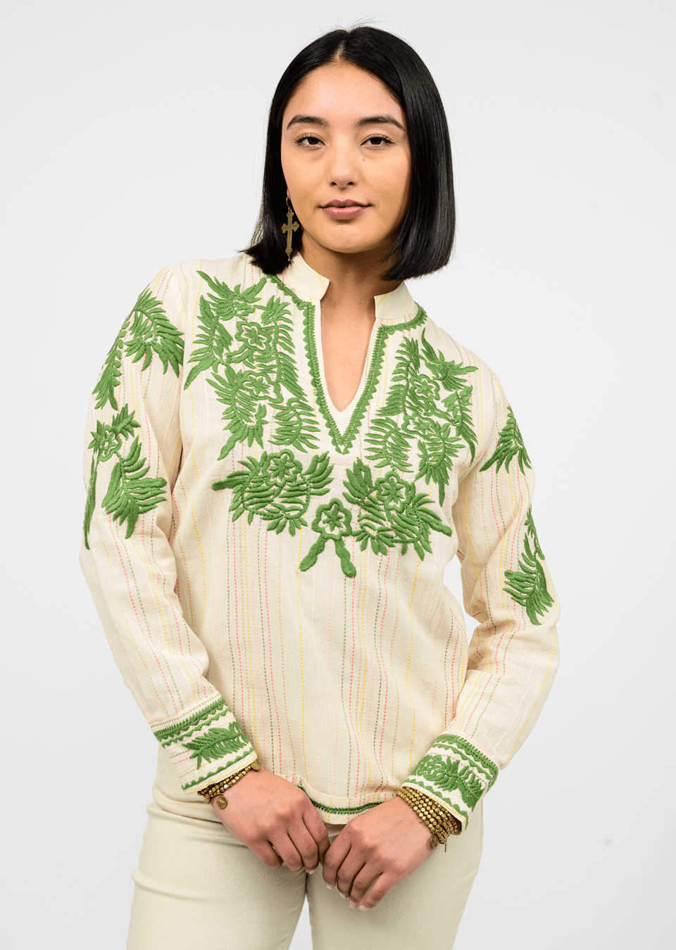 Sister Mary Lizette Embroidered Top in cream