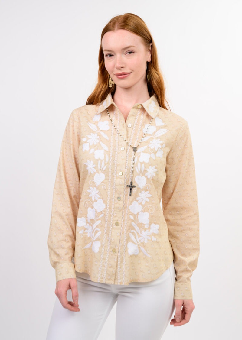 Sister Mary Marciela Embroidered Top  khaki 