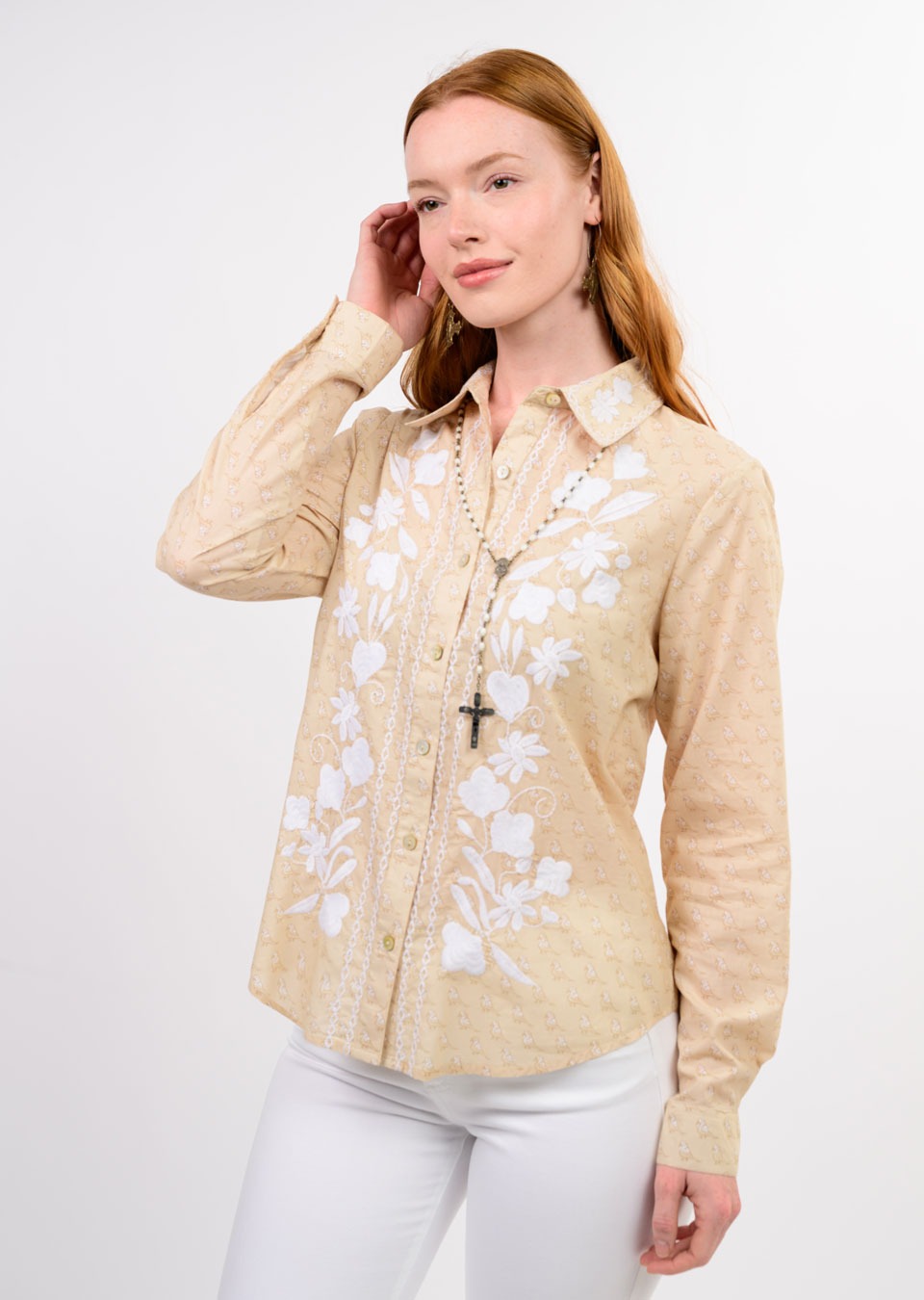 Sister Mary Marciela Embroidered Top  khaki 