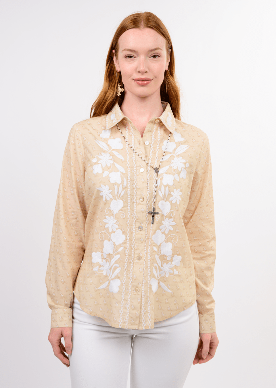 Sister Mary Marciela Embroidered Top  khaki 