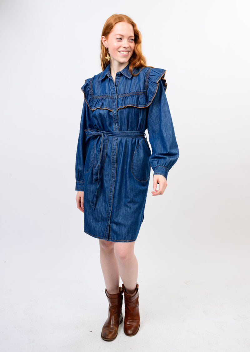 Sister Mary Millie Denim Western Dress indigo