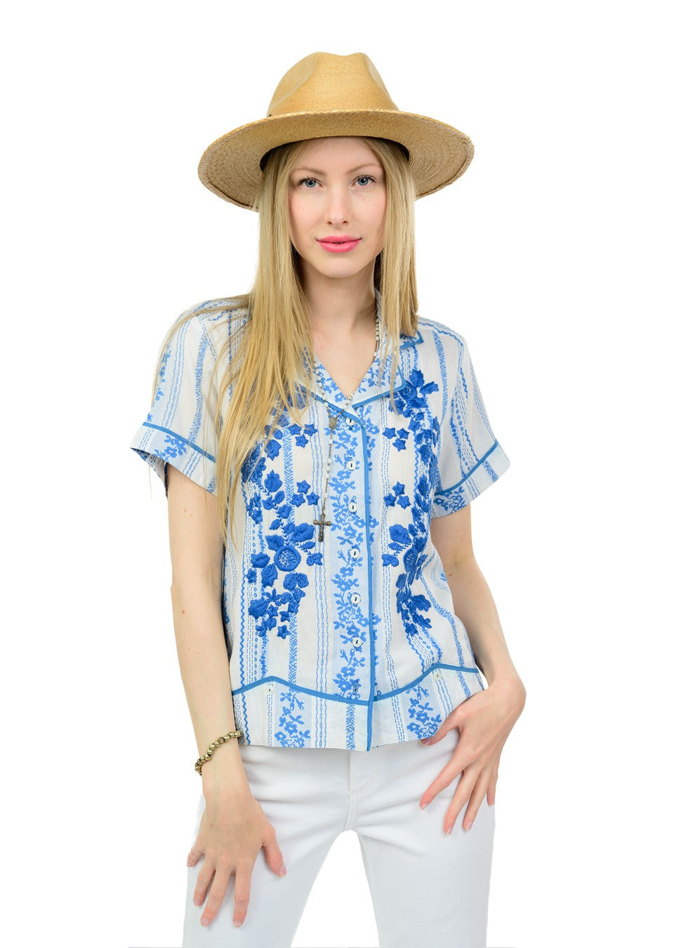 Sister Mary Rosita Floral Embroidered Top
