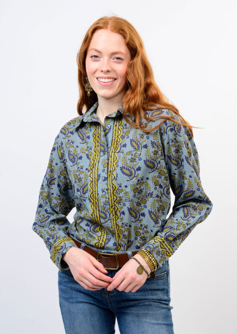 sister mary santiago blouse blue 