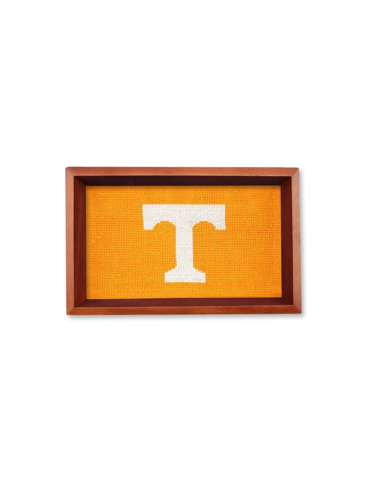 Smathers & Branson Tennessee Power T Needlepoint Valet Tray – Orange/Chestnut Wood