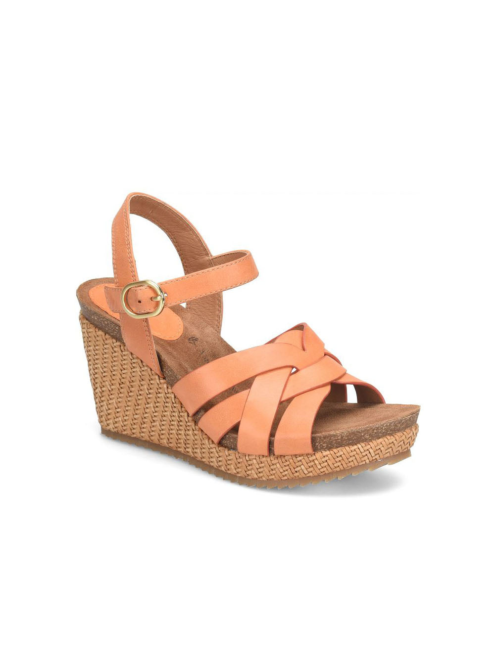 sofft shoes carlana woven wedge sandal in sunset orange