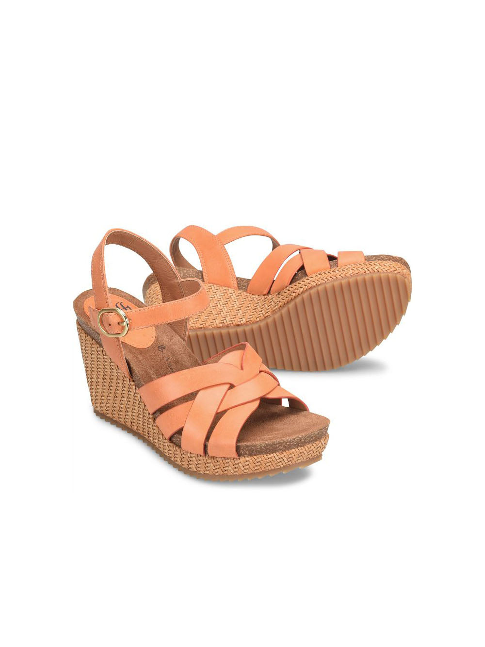 sofft shoes carlana woven wedge sandal in sunset orange