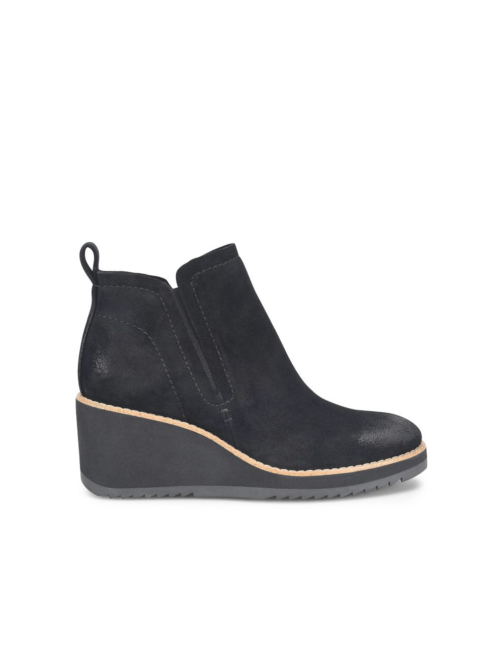 sofft shoes emeree wedge chelsea ankle boot in black suede
