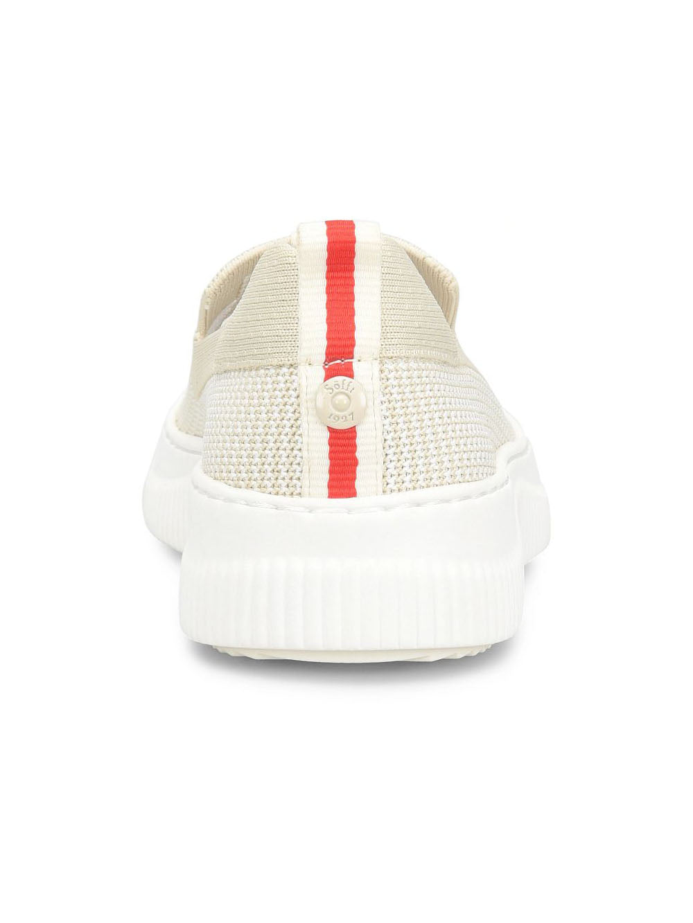 sofft shoes frayda mesh slip on sneakers in tofu beige tan with red detail