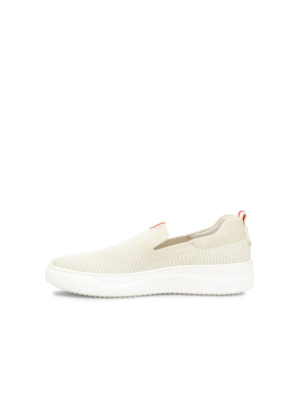 sofft shoes frayda mesh slip on sneakers in tofu beige tan with red detail