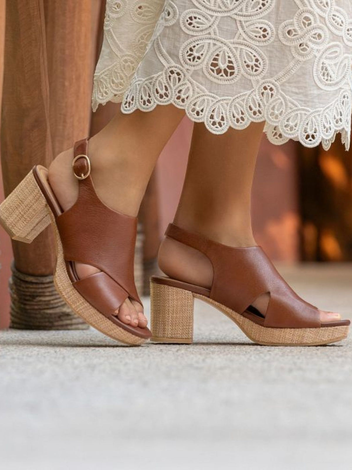 Söfft Liv Platform Slingback Sandal golden brown 
