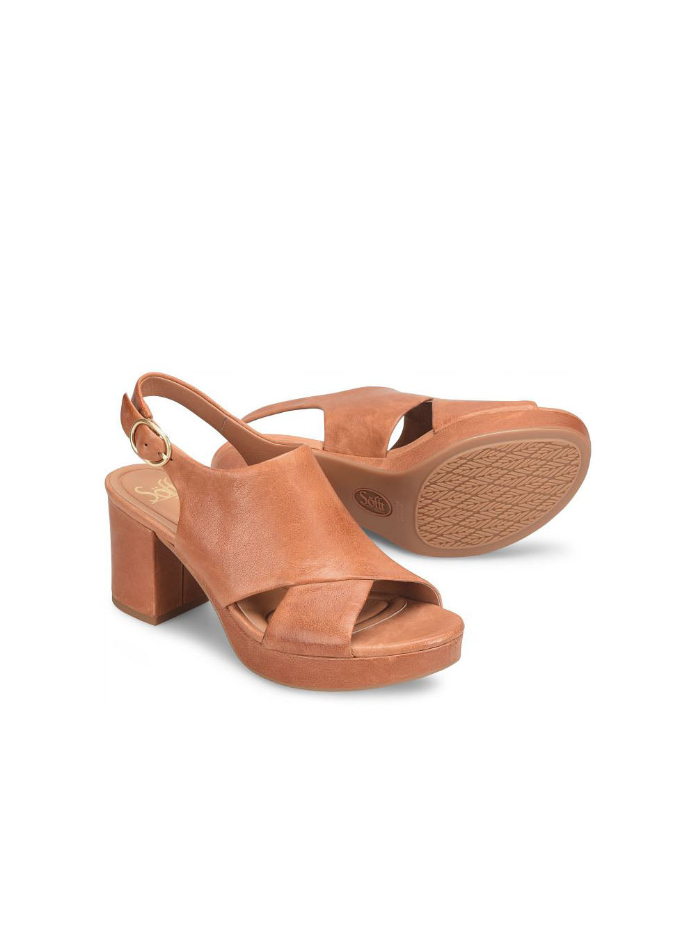 sofft shoes liv platform slingback sandal in luggage tan