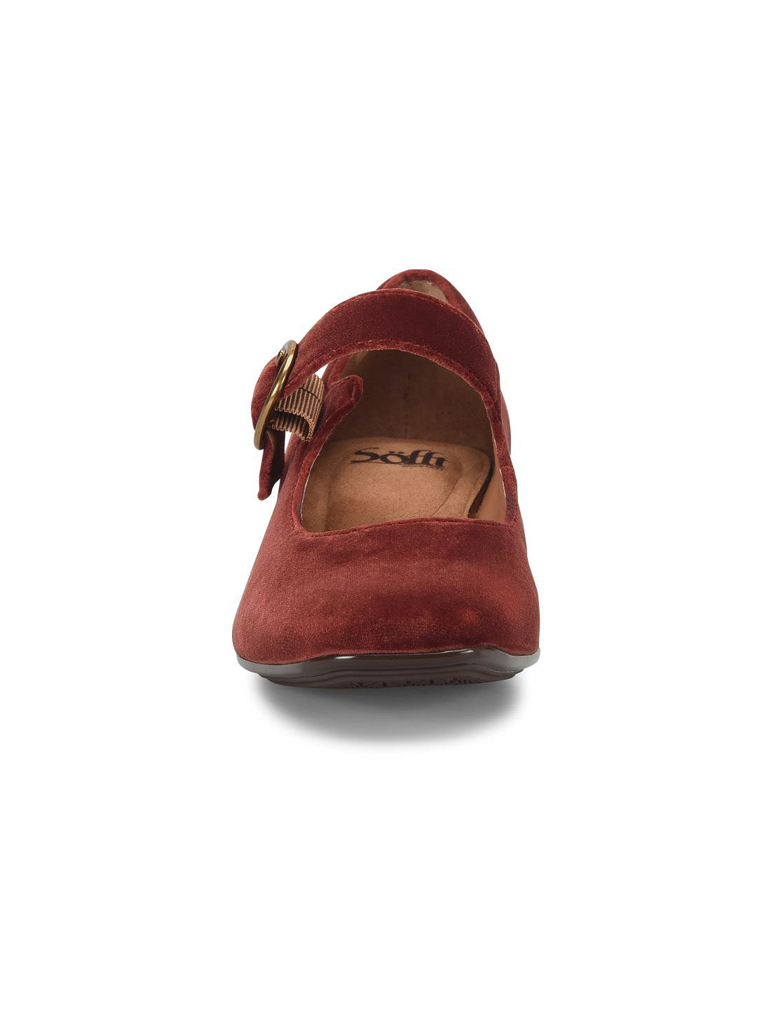 Sofft Shoes Laura Velvet Heeled Mary Janes in Brick Red Velvet