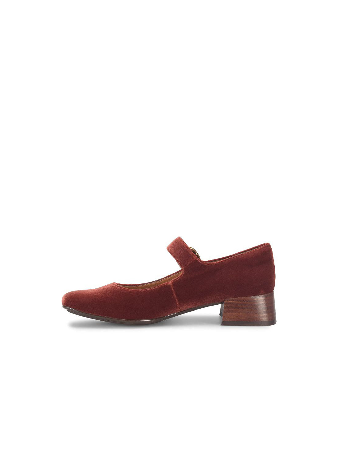 Sofft Shoes Laura Velvet Heeled Mary Janes in Brick Red Velvet