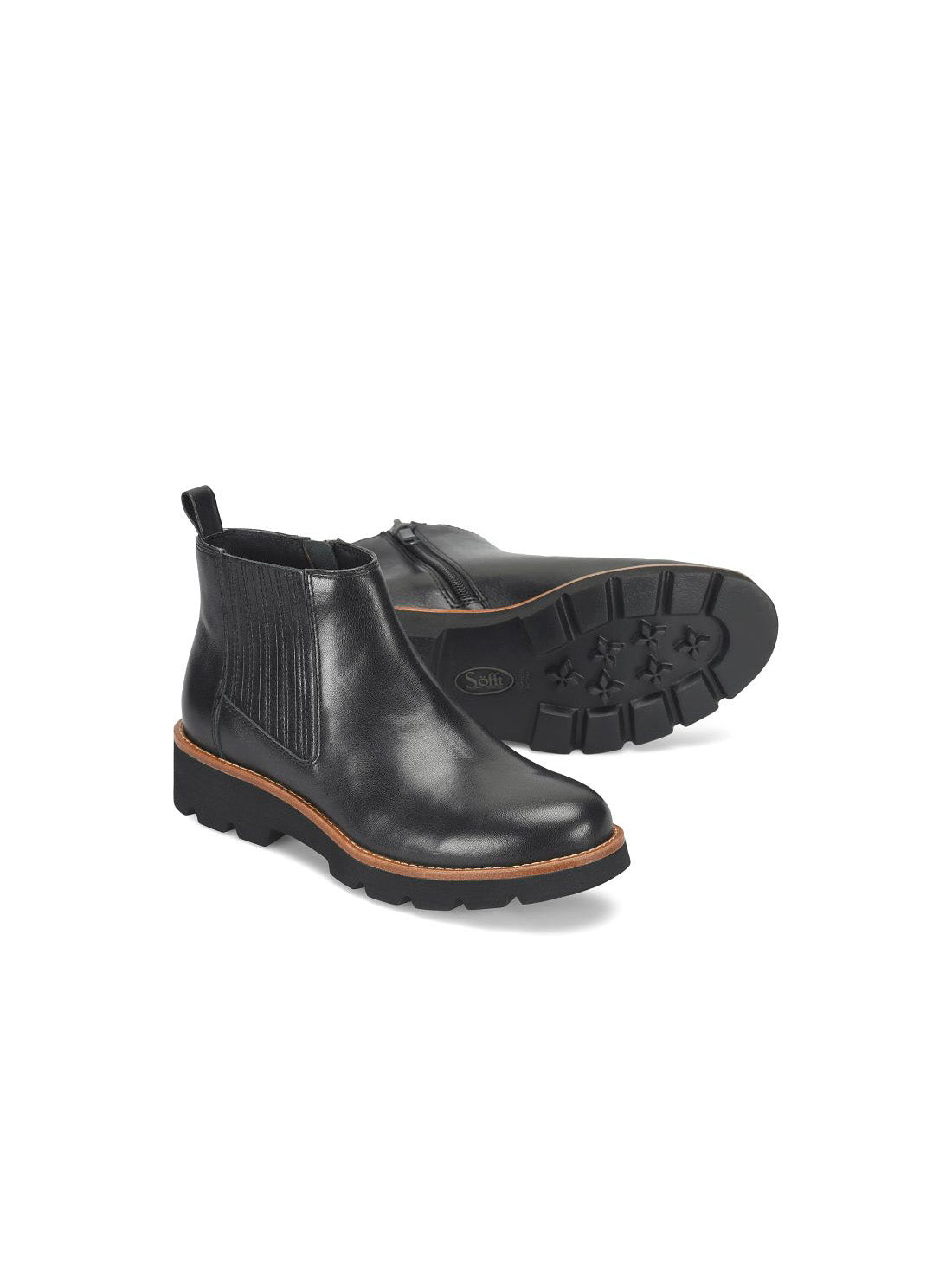 Sofft Shoes Paige Waterproof Chelsea Boots in Black Leather