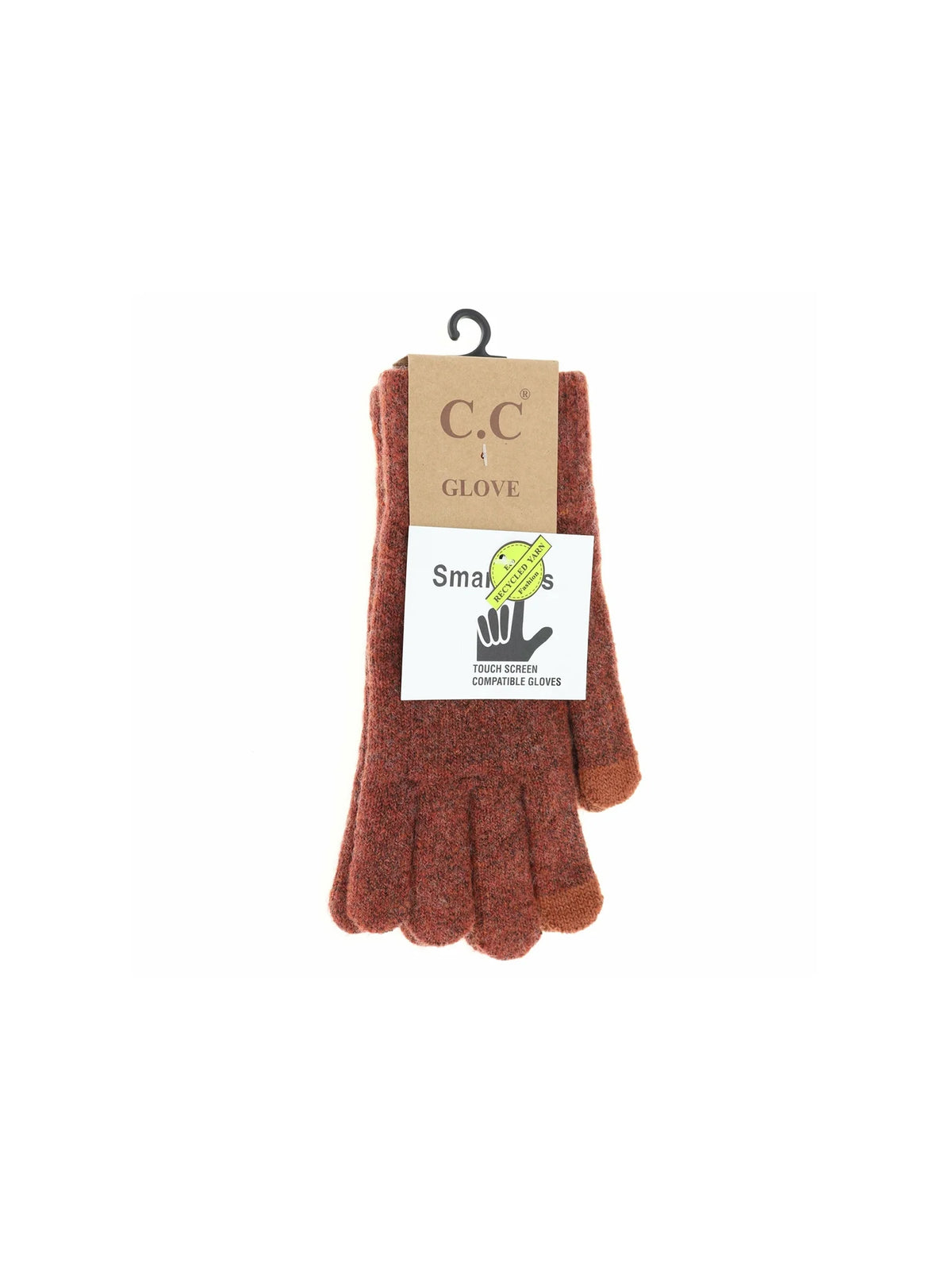 Soft Recycled Yarn Touch Screen Gloves Burnt Henna